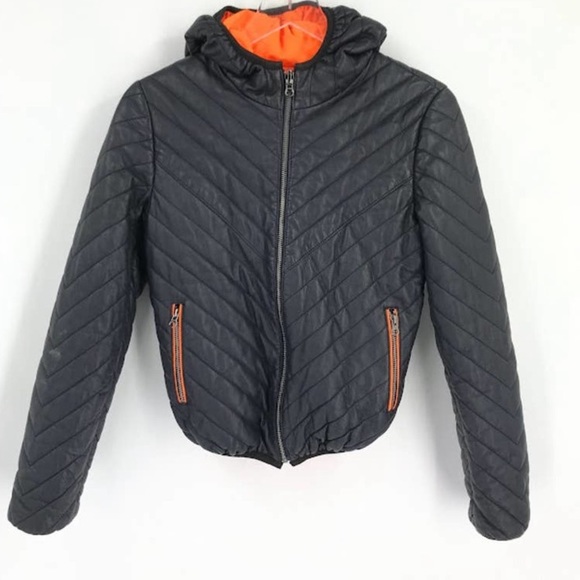 (A54) Samantha Sipos Reversible Puffer Jacket Hooded Chevron Zip Up, Size Small - Picture 3 of 12